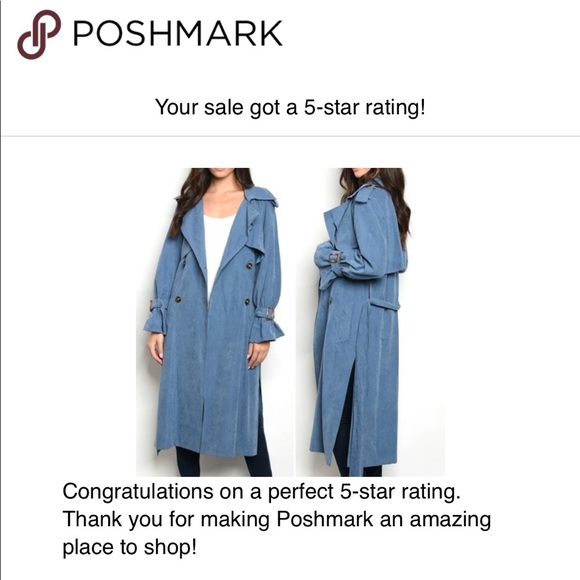 LAST 1! GIRLY & FLIRTY BLUE TRENCH COAT - Picture 4 of 5